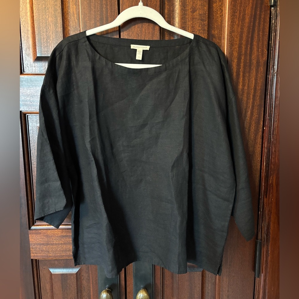 Eileen Fisher Black linen top